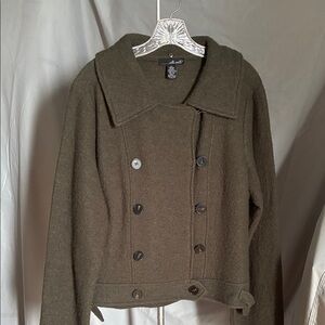 Willi Smith Olive Double-Breasted Pea Coat